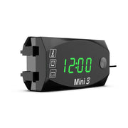 Voltage Clock And Temperature 3 In 1 LED Electronic Meter Large-Screen Digital Display Water-resistant And Dustproof Voltmeter(Green Light)