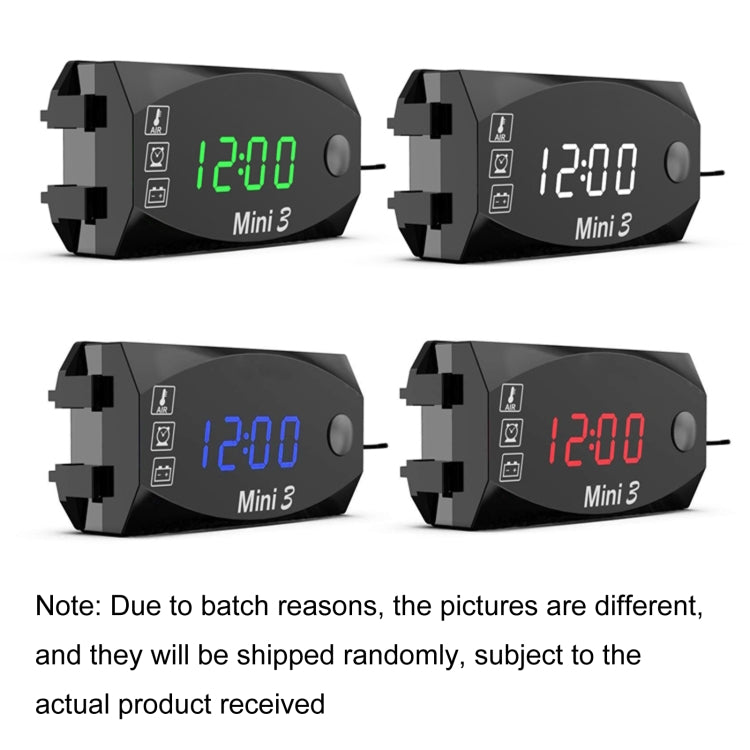 Voltage Clock And Temperature 3 In 1 LED Electronic Meter Large-Screen Digital Display Water-resistant And Dustproof Voltmeter(Green Light)