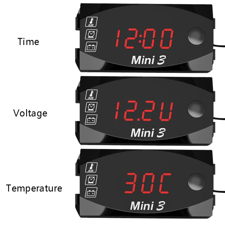 Voltage Clock And Temperature 3 In 1 LED Electronic Meter Large-Screen Digital Display Water-resistant And Dustproof Voltmeter(Green Light)