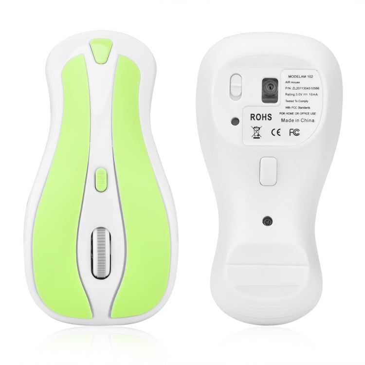 PR-01 1600 DPI 7 Keys Flying Squirrel Wireless Mouse 2.4G Gyroscope Game Mouse(White Green)