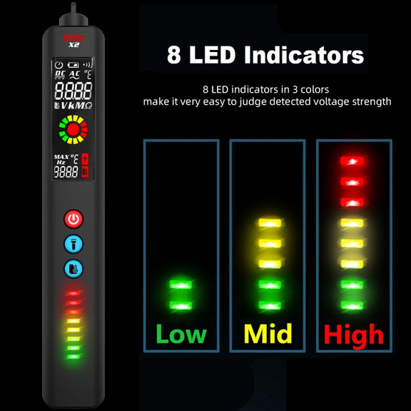 BSIDE X2 Three-Mode Smart Multimeter Electric Pen Infrared Thermometer with Flashlight Lighting