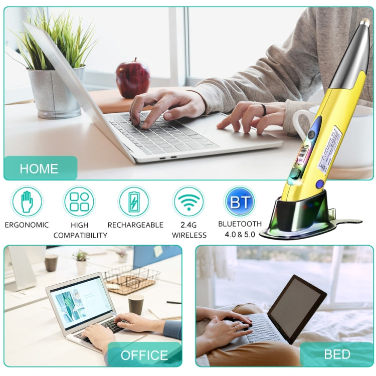 PR-A19 2.4GHz Wireless Charging Bluetooth Mouse Pen Type Shining Quiet Mouse(Blue)