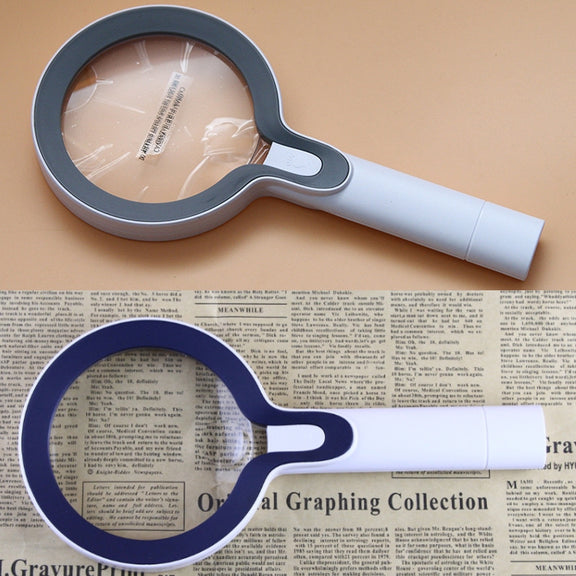 XT-8013 With 29 LED Lights 3 Gelling Touch Switch Magnifier 2 Times / 13 Times Hand-Held Magnifying Glass(White+Dark Blue)