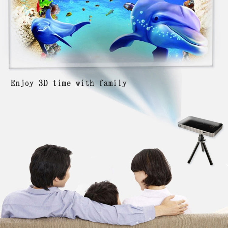 C6 2GB+32GB Android Smart DLP HD Projector Mini Wireless Projector, US Plug (Black)