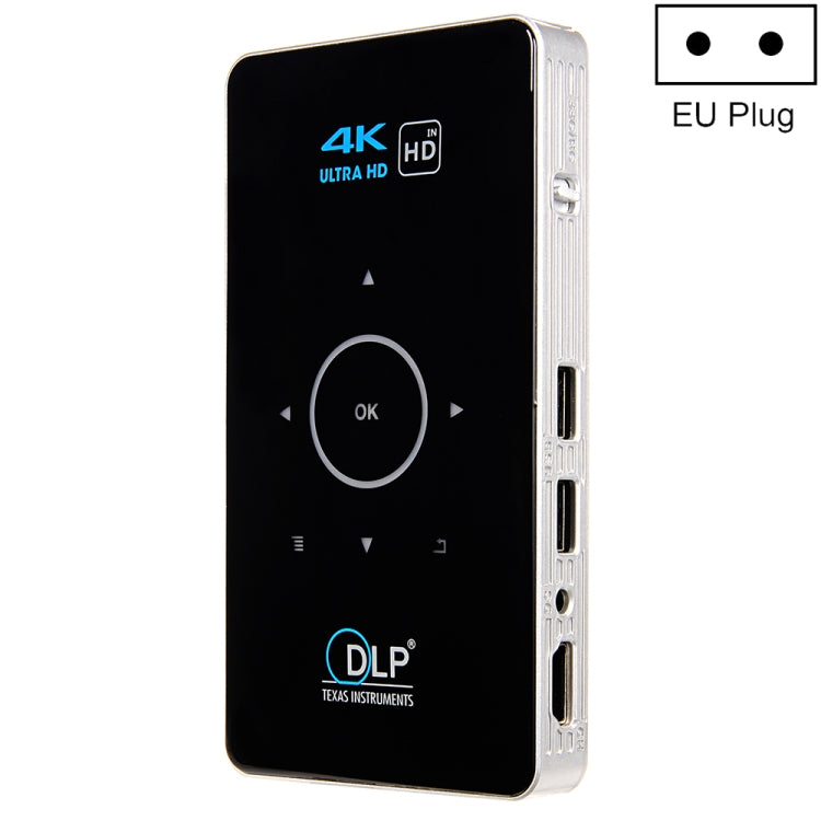C6 2GB+32GB Android Smart DLP HD Projector Mini Wireless Projector, EU Plug (Black)