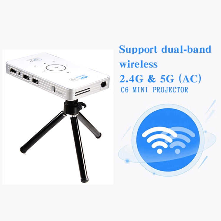 C6 2GB+32GB Android Smart DLP HD Projector Mini Wireless Projector, AU Plug (Black)