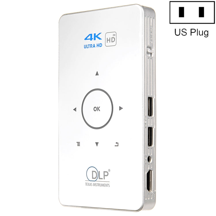 C6 2GB+32GB Android Smart DLP HD Projector Mini Wireless Projector, US Plug (White)
