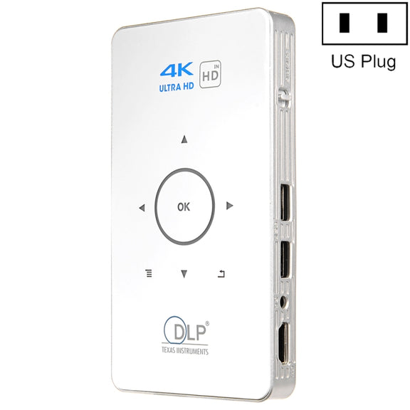 C6 2GB+32GB Android Smart DLP HD Projector Mini Wireless Projector, US Plug (White)