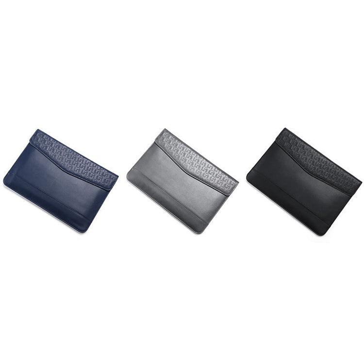 Horizontal  Embossed Notebook Liner Bag Ultra-Thin Magnetic Holster, Applicable Model: 13 inch(Dark Blue)