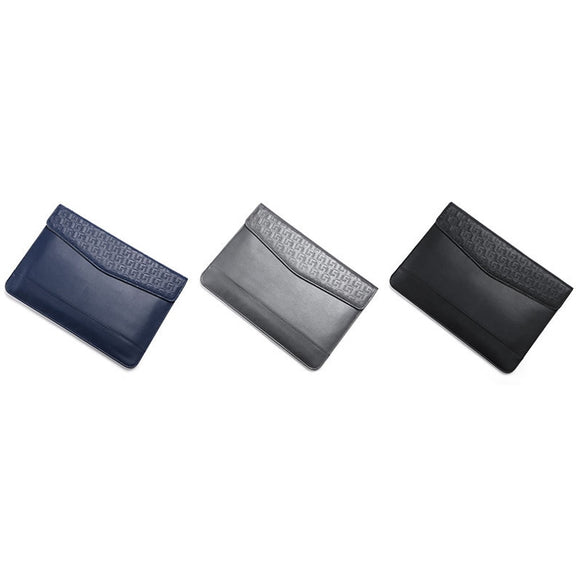 Horizontal  Embossed Notebook Liner Bag Ultra-Thin Magnetic Holster, Applicable Model: 13 inch(Dark Blue)