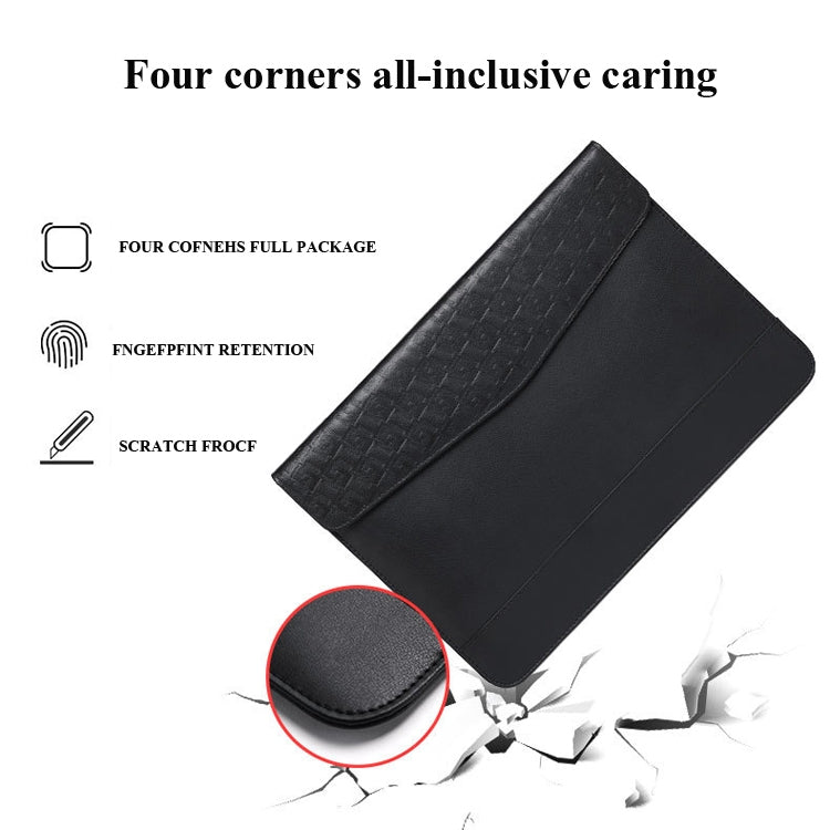 Horizontal  Embossed Notebook Liner Bag Ultra-Thin Magnetic Holster, Applicable Model: 13 inch(Dark Blue)