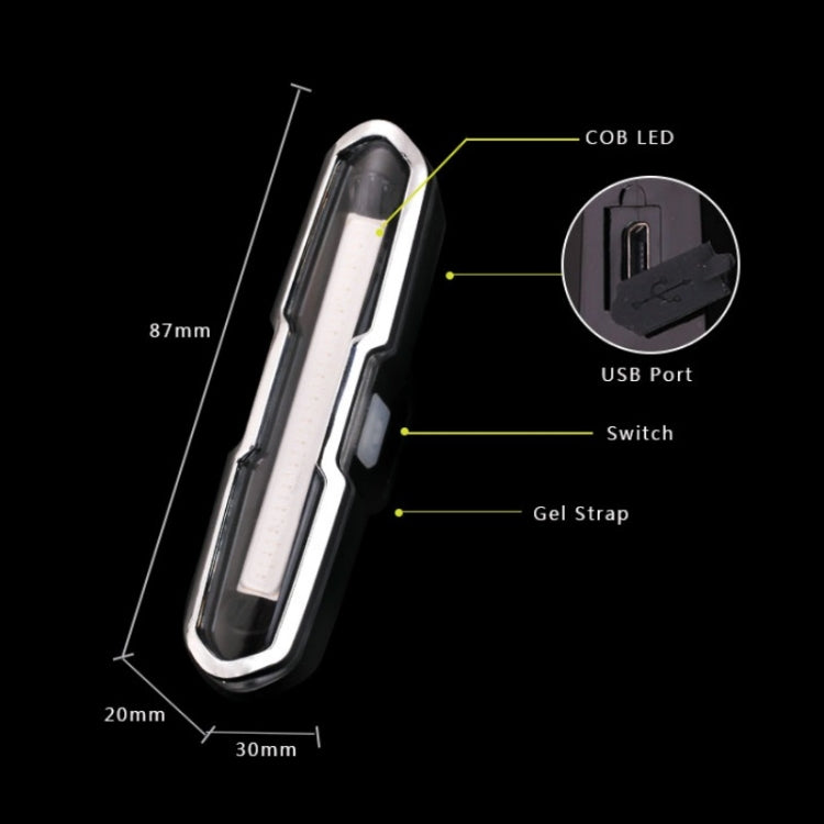 Bicycle Light USB Charging LED Warning Light Night Riding COB Tail Light, Specification: 7505B Red White Light