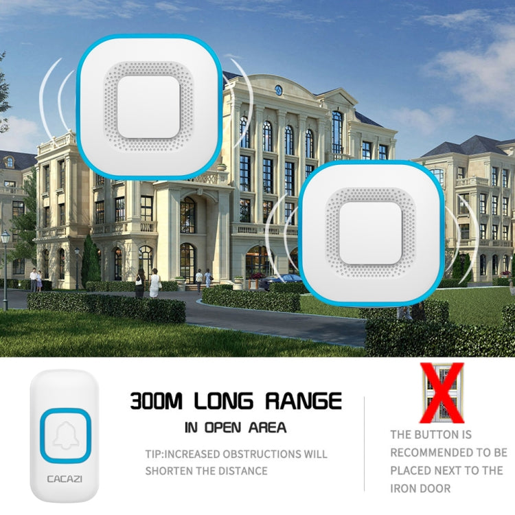 CACAZI V028F 1 For 3 Wireless Music Doorbell without Battery, Plug:EU Plug(Black)