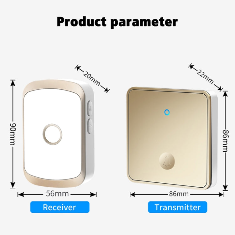 CACAZI FA50 1 For 1 Push-button Self-generating Wireless Doorbell, Plug:US Plug(White)