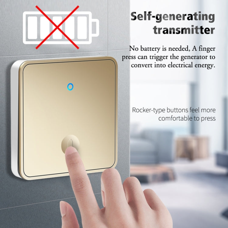 CACAZI FA50 1 For 1 Push-button Self-generating Wireless Doorbell, Plug:UK Plug(White)