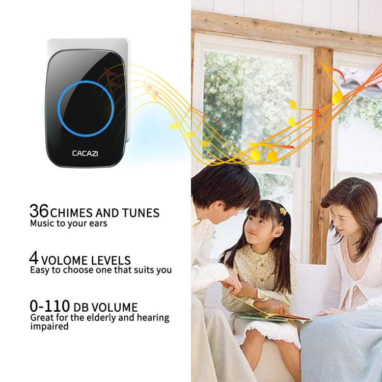 CACAZI H10 1 For 2 Home Wireless Music Doorbell without Battery, Plug:UK Plug(White)