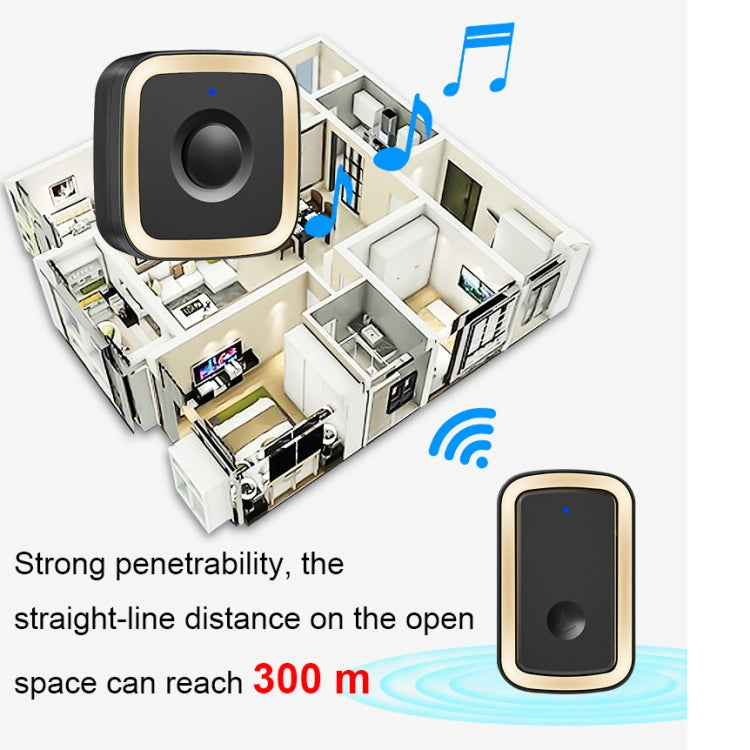 CACAZI A58 1 For 1 Smart Wireless Doorbell without Battery, Plug:EU Plug(Gold)