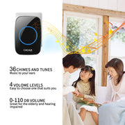 CACAZI H10 1 For 1 Wireless Smart Doorbell without Battery, Plug:EU Plug(Black)
