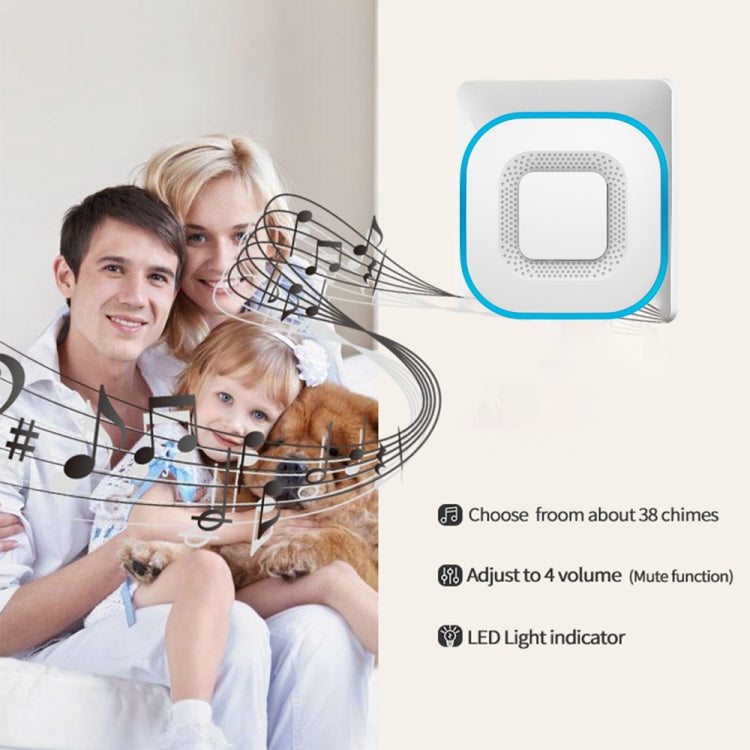 CACAZI V028F Wireless Music Doorbell without Battery, Plug:EU Plug(Black)