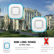 CACAZI V028F Wireless Music Doorbell without Battery, Plug:UK Plug(White)