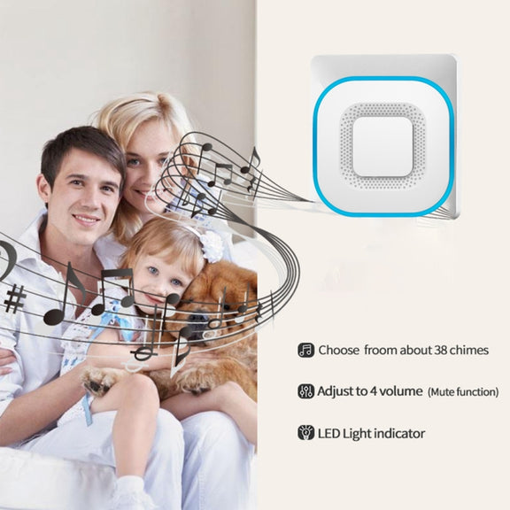 CACAZI V028F Wireless Music Doorbell without Battery, Plug:UK Plug(White)