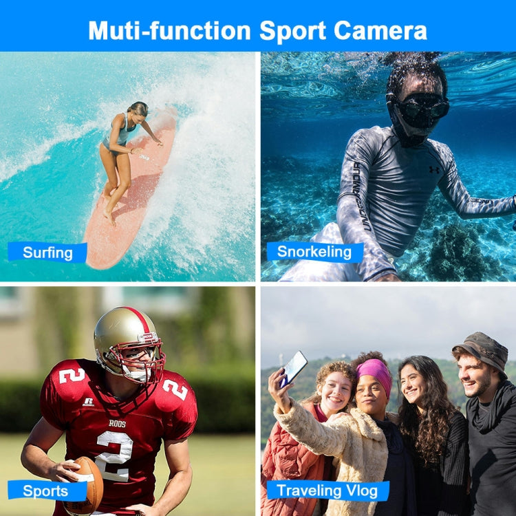 WDC901 3.5m Water-resistant 48MP HD Dual Screen Outdoor Sports Digital Camera EU Plug(Blue)