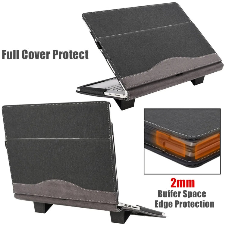 For Samsung Galaxy Book 3 360 15.6 inch Leather Laptop Anti-Fall Protective Case With Stand(Black)