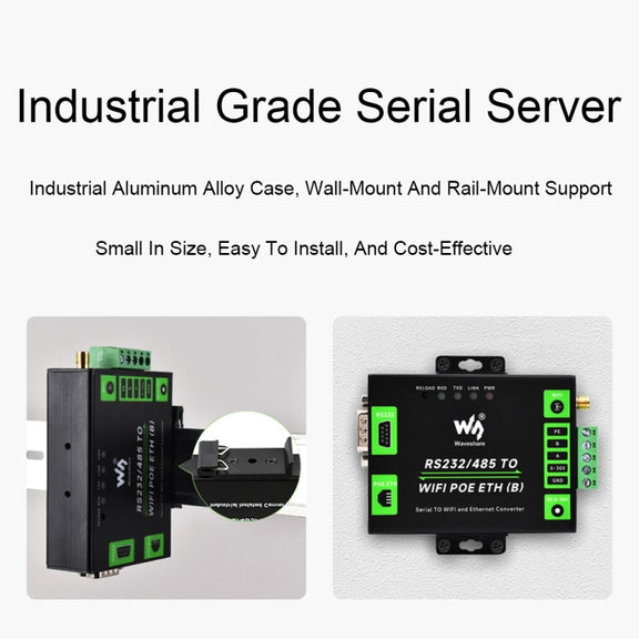 Waveshare Industrial Grade Serial Server RS232/485 to WiFi / Ethernet RJ45 Network Port