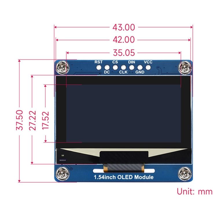 Waveshare 1.54 Inch OLED Display Module, 128��64 Resolution, SPI / I2C Communication(Blue)