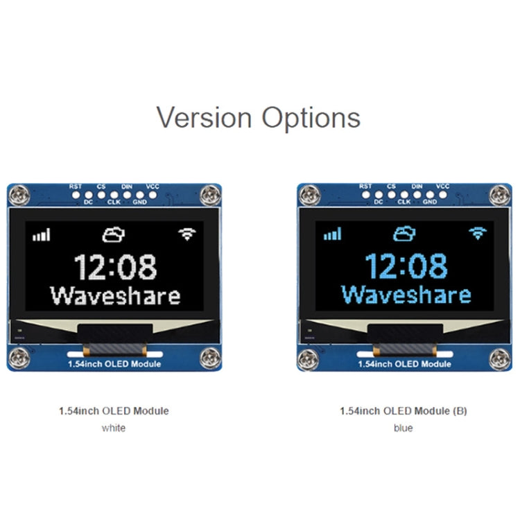 Waveshare 1.54 Inch OLED Display Module, 128��64 Resolution, SPI / I2C Communication(Blue)