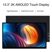 Waveshare 13.3 Inch 2K 2560×1440 HDMI/Type-C Display Interface AMOLED Touch Display(EU Plug)