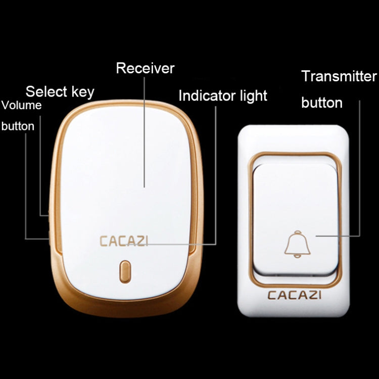 CACAZI Smart Water-resistant Music Wireless Doorbell Multifunctional Pager, Style: US Plug(Silver)