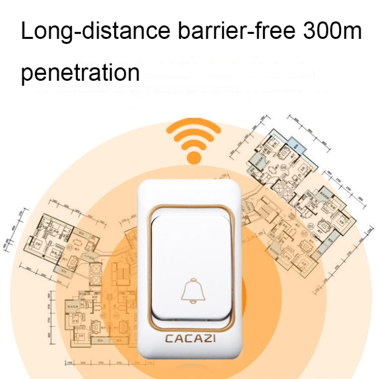 CACAZI Smart Water-resistant Music Wireless Doorbell Multifunctional Pager, Style: US Plug(Silver)