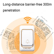 CACAZI Smart Water-resistant Music Wireless Doorbell Multifunctional Pager, Style: US Plug(Silver)