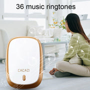CACAZI Smart Water-resistant Music Wireless Doorbell Multifunctional Pager, Style: US Plug(Silver)