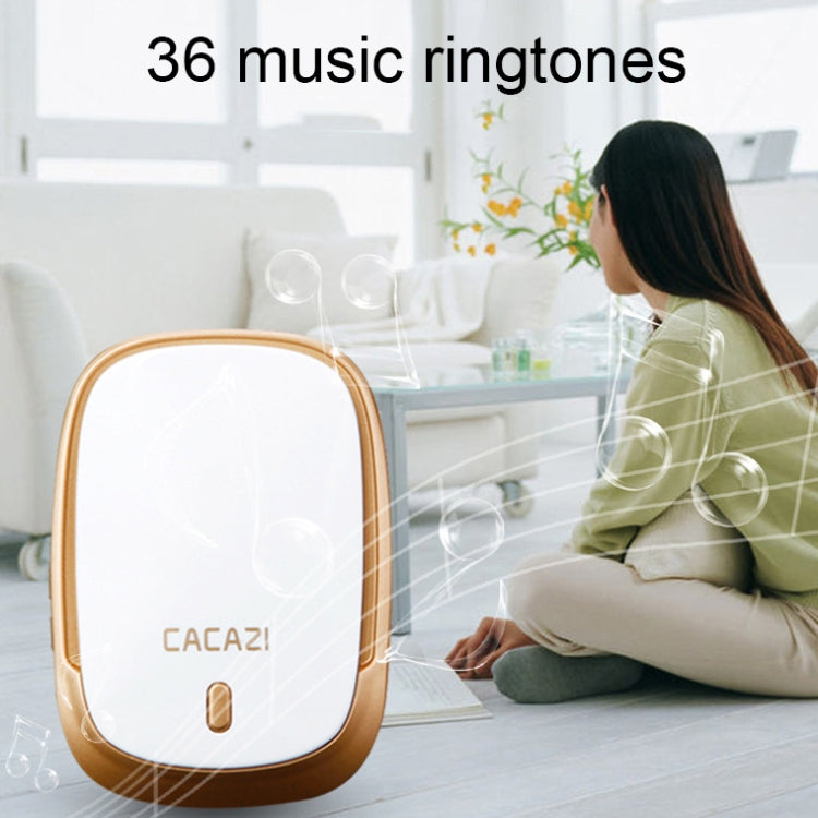 CACAZI Smart Water-resistant Music Wireless Doorbell Multifunctional Pager, Style: US Plug(Silver)