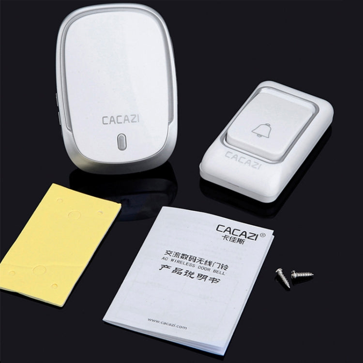 CACAZI Smart Water-resistant Music Wireless Doorbell Multifunctional Pager, Style: US Plug(Silver)