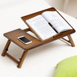 741ZDDNZ Bed Use Folding Height Adjustable Laptop Desk Dormitory Study Desk, Specification: Classic Tea Color 64cm Thick Bamboo - Laptop Stand by PMC TechLife | Online Shopping South Africa | PMC TechLife | Buy Now Pay Later Mobicred