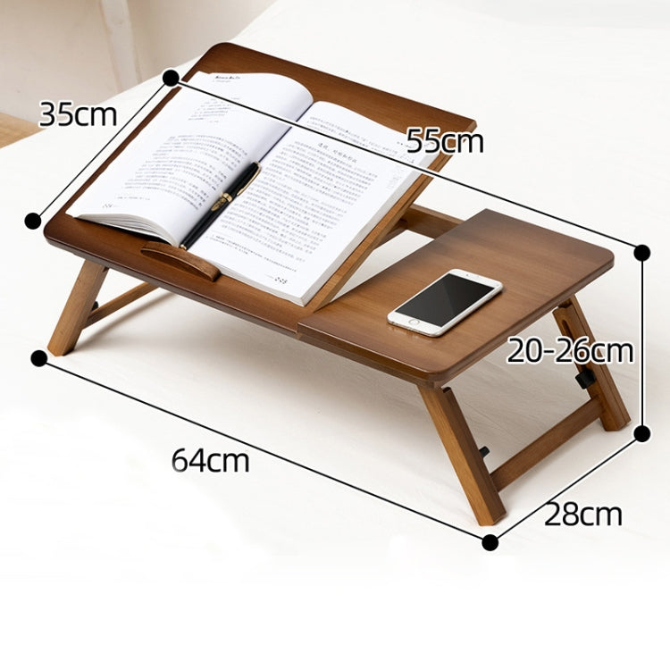 741ZDDNZ Bed Use Folding Height Adjustable Laptop Desk Dormitory Study Desk, Specification: Classic Tea Color 64cm Thick Bamboo