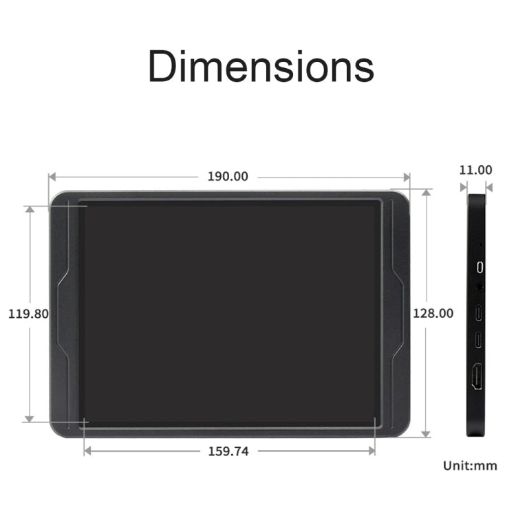 Waveshare 8 Inch 2K IPS 1536��2048 Optical Bonding Toughened Glass Panel Touch Display, Plug:US Plug