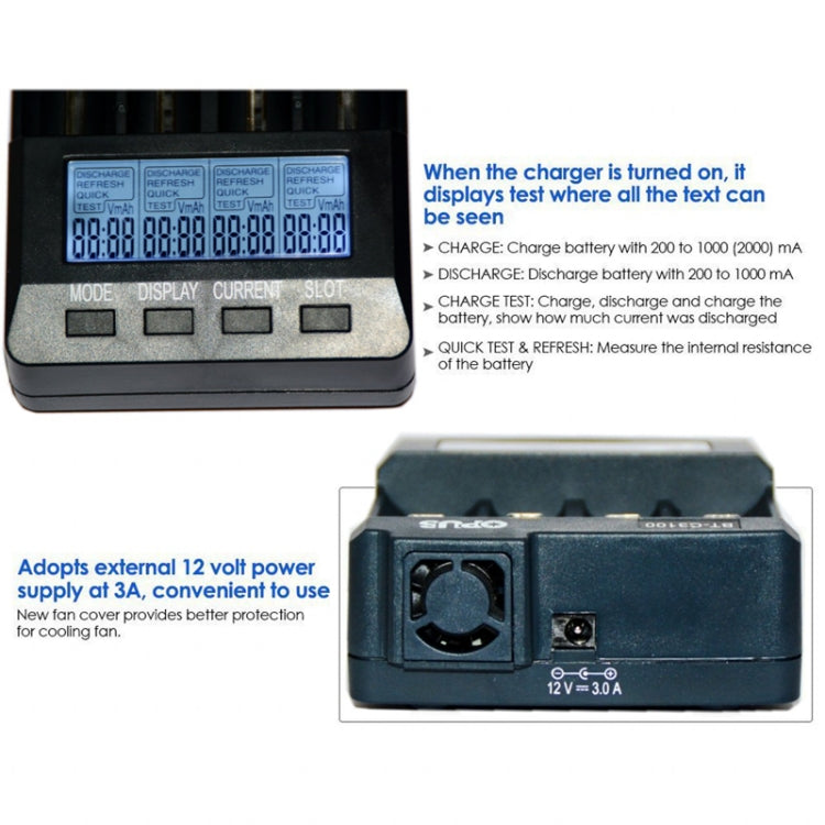 OPUS BT-C3100 Smart Smart Digital Intelligent 4-Slot Battery Charger(US Plug)