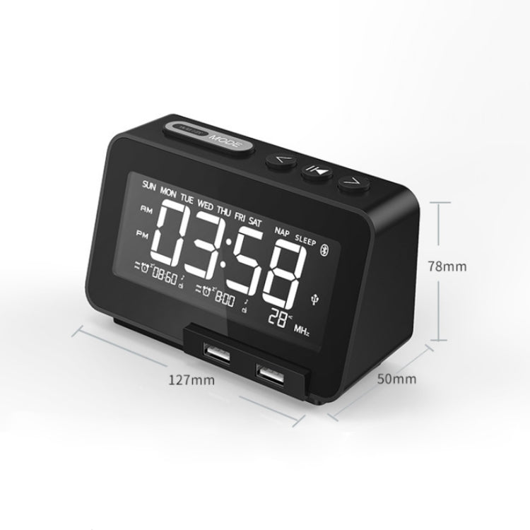 K5 Wireless Bluetooth Speaker Desktop Alarm Clock Radio, Specification: EU Plug(Black)