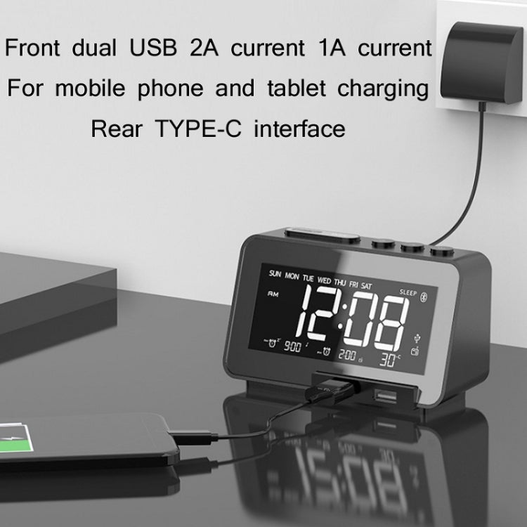 K5 Wireless Bluetooth Speaker Desktop Alarm Clock Radio, Specification: EU Plug(Black)