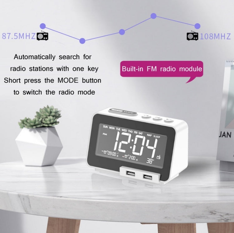 K5 Wireless Bluetooth Speaker Desktop Alarm Clock Radio, Specification: UK Plug(Black)