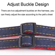 BG-Q1025 Leash+Chest Strap+Collar Thickened Strong Denim Pet Dog Leash Set, Size: XL(Black)