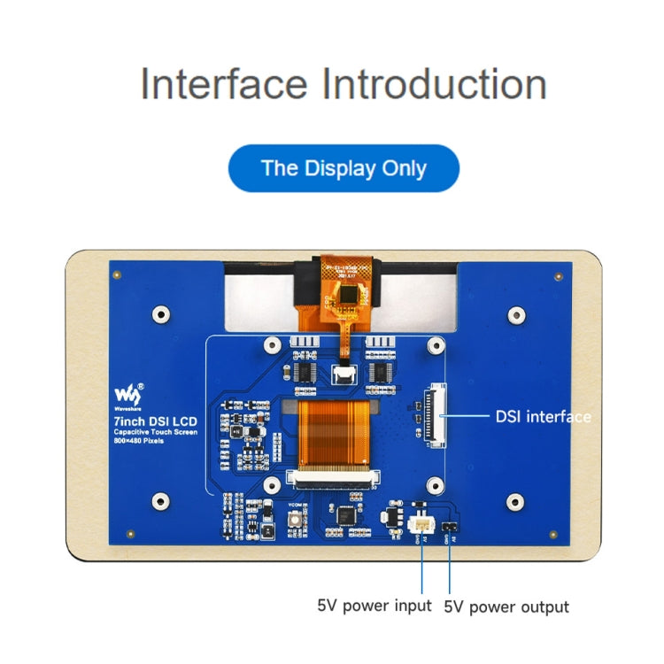 Waveshare 7 inch 800��480 IPS Capacitive Touch Display, DSI Interface, 5-Point Touch with Case