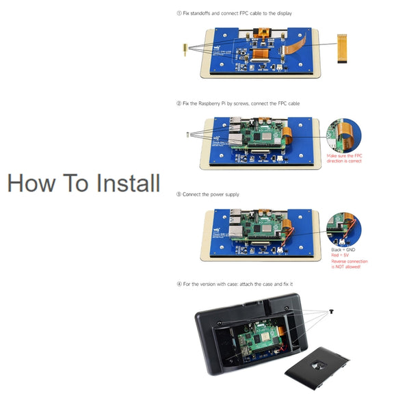 Waveshare 7 inch 800��480 IPS Capacitive Touch Display, DSI Interface, 5-Point Touch with Case