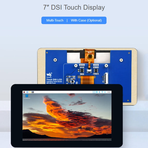 Waveshare 7 inch 800��480 IPS Capacitive Touch Display, DSI Interface, 5-Point Touch with Case