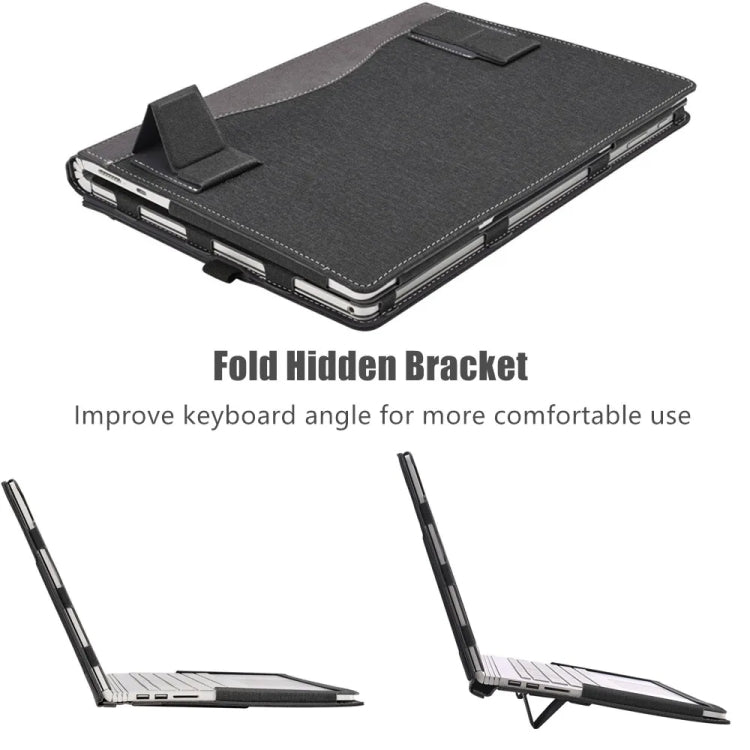 For Samsung Galaxy Book 2 Pro 360 13.3 Inch Leather Laptop Anti-Fall Protective Case With Stand(Black)