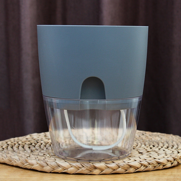Transparent Plastic Double-Layer Water Storage Automatic Water-Absorbing Flowerpot, Size: A703 Caliber 8.2cm(Gray Transparent Basin)